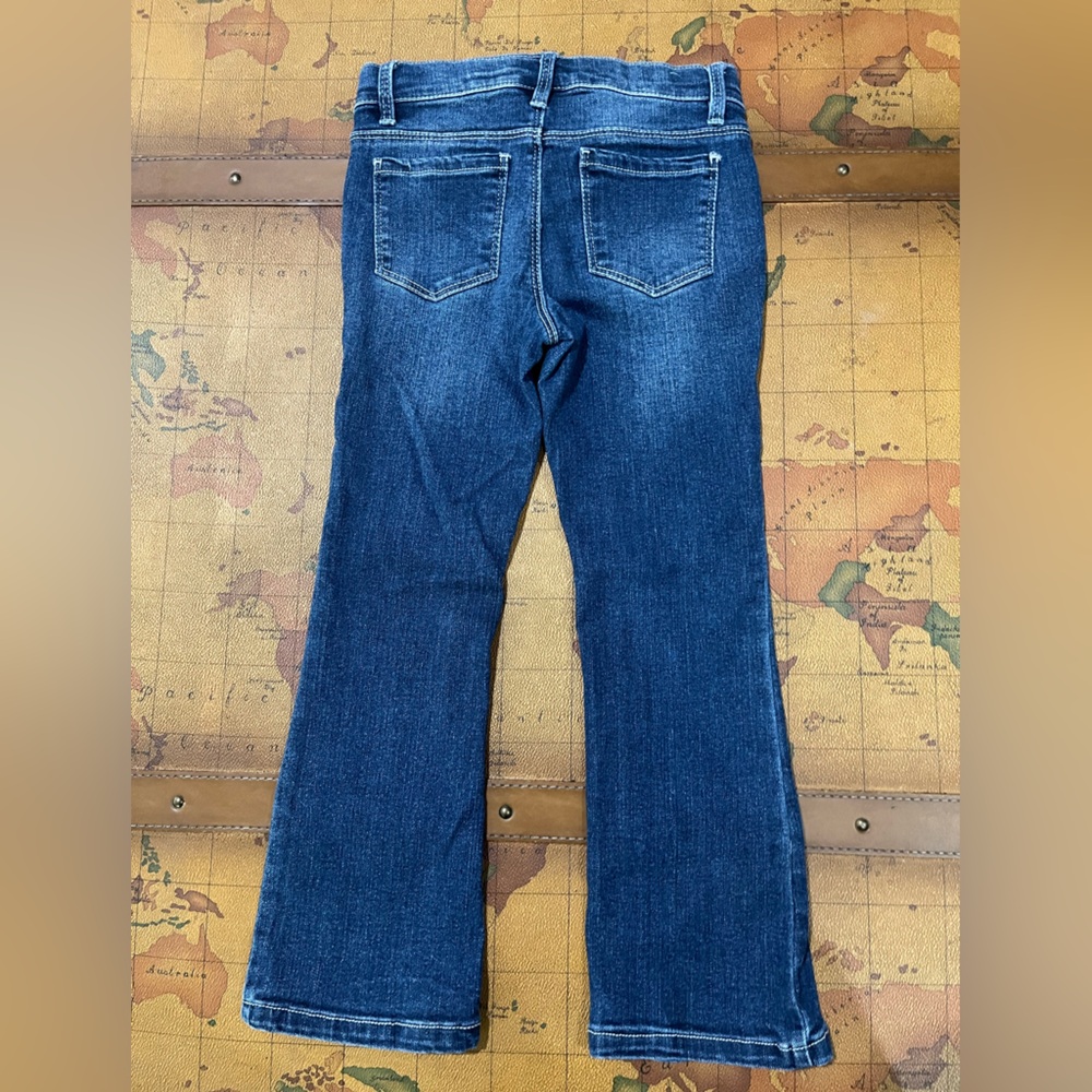 Squeeze Little Girls 6 Dark Wash Blue Bootcut/Flare Jeans with Rhinestones - Picture 2 of 7